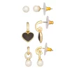 Nine West Gold Tone Simulated Pearl & Heart Drop Earrings Trio Set -Nine West Sales 5807425