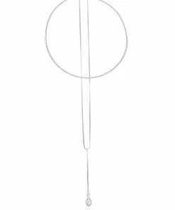 Nine West Silver Tone Simulated Crystal Multirow Necklace