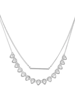 Nine West Silver Tone 2 Row Bar Cry Necklace