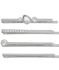 Nine West Silver Tone Simulated Crystal Bobby Pin Set