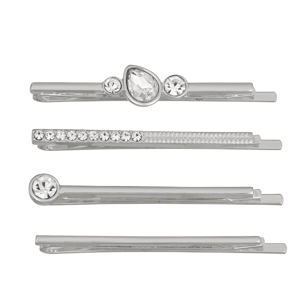 Nine West Silver Tone Simulated Crystal Bobby Pin Set 1 Nine West Silver Tone Simulated Crystal Bobby Pin Set