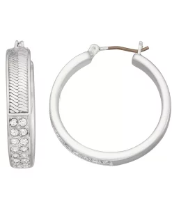 Nine West Pave Click-It Hoop Earrings