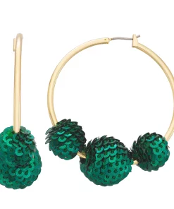 Nine West Sequins Disco Hoop Earrings -Nine West Sales 5808086 Green
