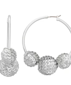 Nine West Sequins Disco Hoop Earrings