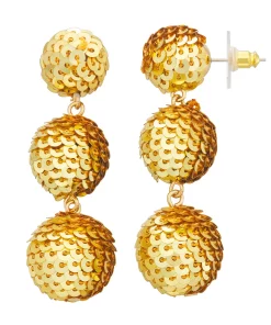 Nine West Sequins Disco Triple Drop Earrings -Nine West Sales 5808087 Gold Tone