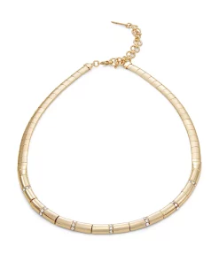 Nine West Gold Tone Simulated Crystal Pave Necklace