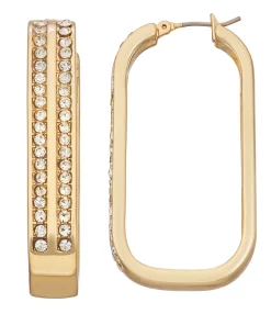 Nine West Gold Tone Drop Hoop Earrings