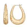 Nine West Gold Tone Crystal Oval Hoop Earrings