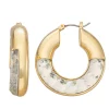 Nine West Gold Tone Crystal Faceted Hoop Earrings -Nine West Sales 5808454