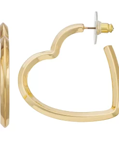 Nine West Gold Tone Layered Heart Hoop Earrings