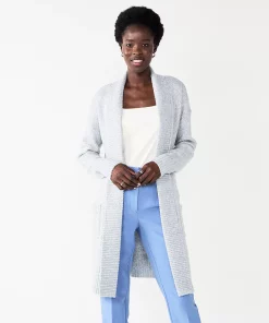 Women's Nine West Shawl Collar Cardigan -Nine West Sales 5826042 Gray Fox Heather
