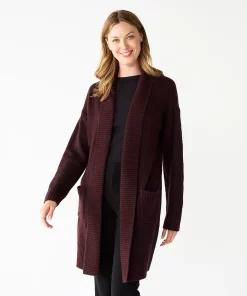 Women's Nine West Shawl Collar Cardigan -Nine West Sales 5826042 Zinfindandel Heather