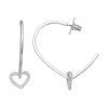 Nine West Silver Tone Heart Drop Hoop Earrings -Nine West Sales 5893017