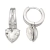 Nine West Silver Tone Heart Huggie Hoop Earrings