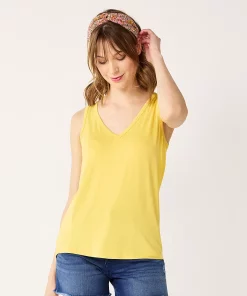 Women's Nine West Easy V-Neck Tank -Nine West Sales 6171582 Furry Gold