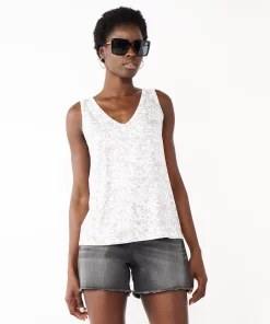 Women's Nine West Easy V-Neck Tank -Nine West Sales 6171582 Gray Flowy Animal