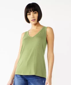 Women's Nine West Easy V-Neck Tank -Nine West Sales 6171582 Sander Sage