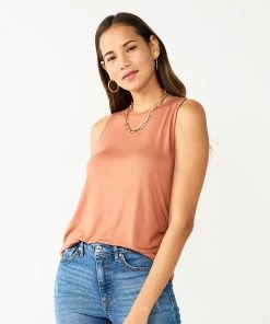 Nine West Essential Easy High-Neck Tank -Nine West Sales 6171805 Mocha Frosting