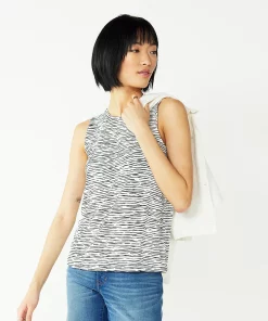 Nine West Essential Easy High-Neck Tank -Nine West Sales 6171805 White Horizon Stripe