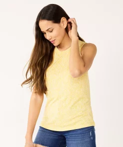 Nine West Essential Easy High-Neck Tank -Nine West Sales 6171805 Yellow Palms