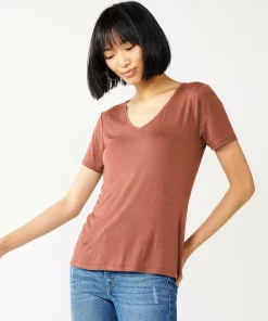 Women's Nine West Essential V-Neck Tee 15 Women's Nine West Essential V-Neck Tee -Nine West Sales 6172031 Mocha Frosting