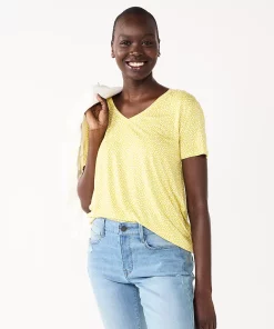 Women's Nine West Essential V-Neck Tee 16 Women's Nine West Essential V-Neck Tee -Nine West Sales 6172031 Yellow Cobble Dot